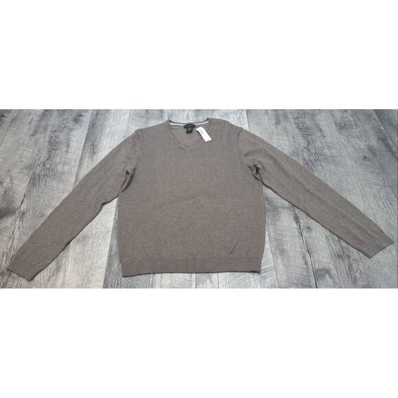 J Ferrar Sweater Mens Small Pullover Lightweight V neck Tan Heather Knit Y2K NEW - Picture 1 of 10